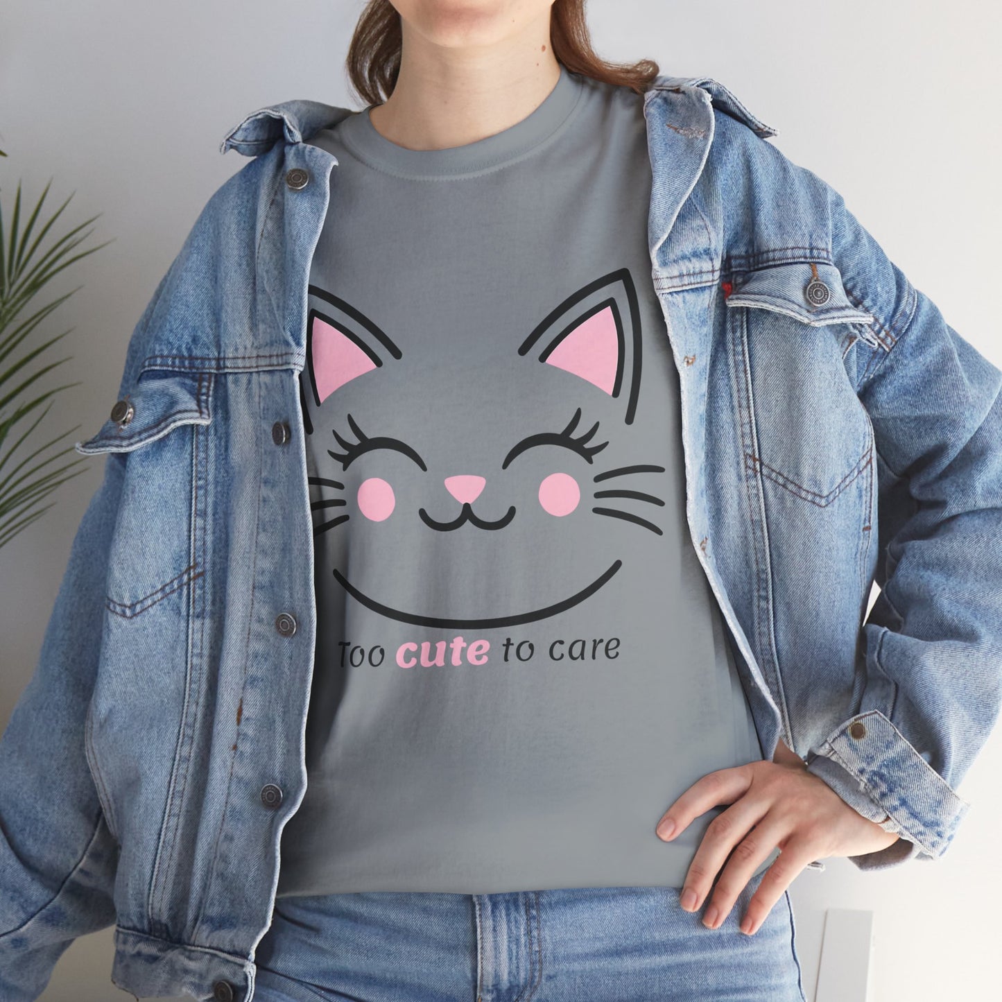 Cat Face Tee - Minimalist Kawaii Design - Too Cute to Care