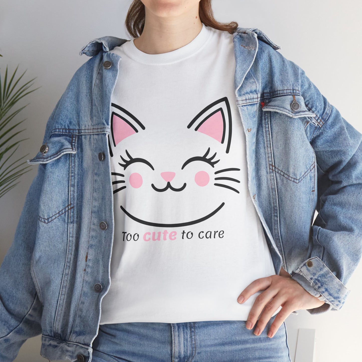 Cat Face Tee - Minimalist Kawaii Design - Too Cute to Care