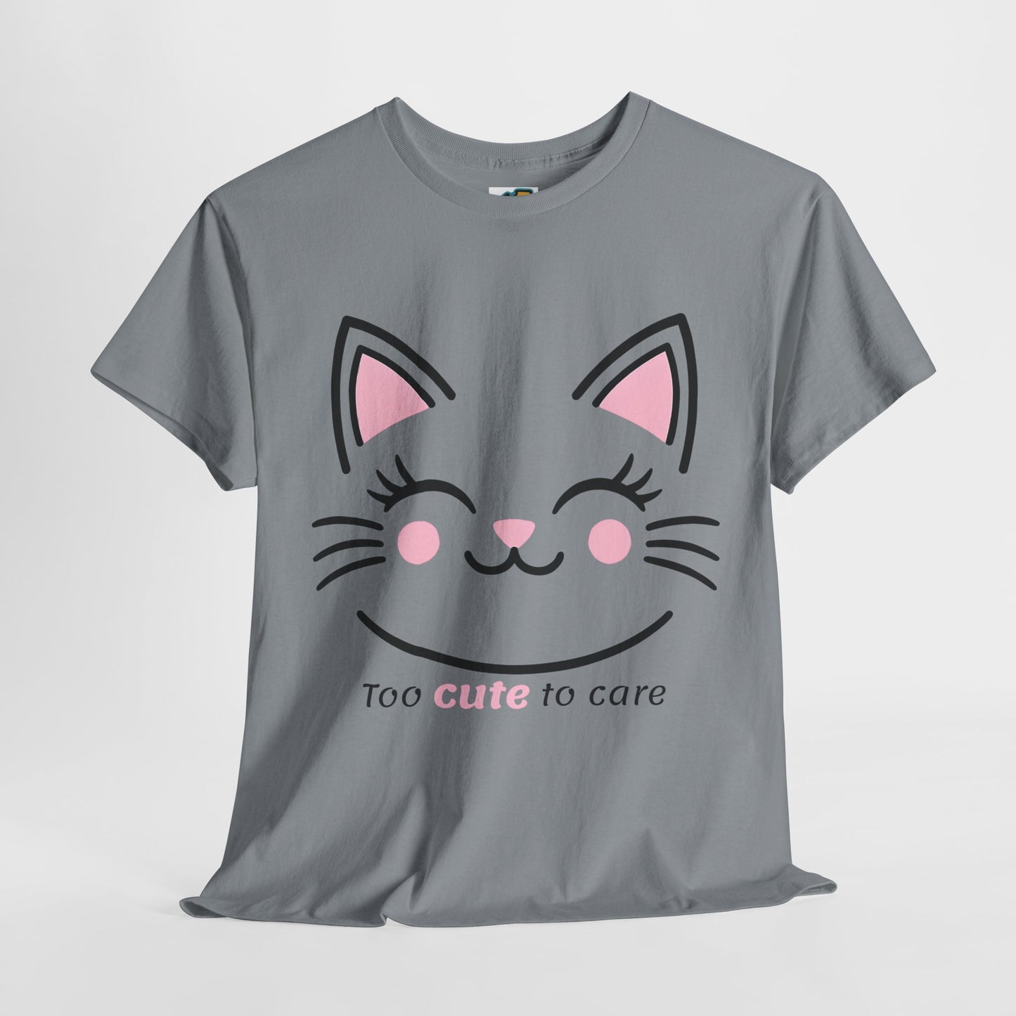 Cat Face Tee - Minimalist Kawaii Design - Too Cute to Care