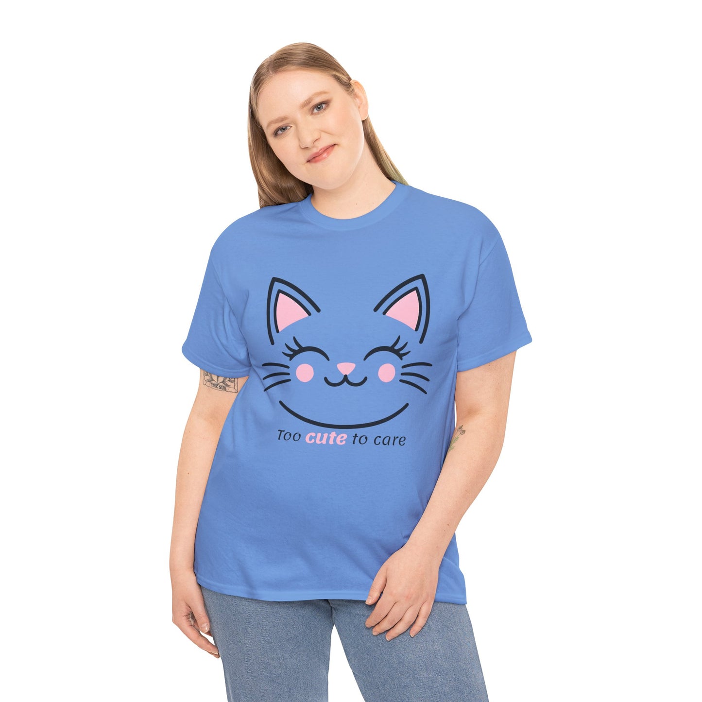 Cat Face Tee - Minimalist Kawaii Design - Too Cute to Care