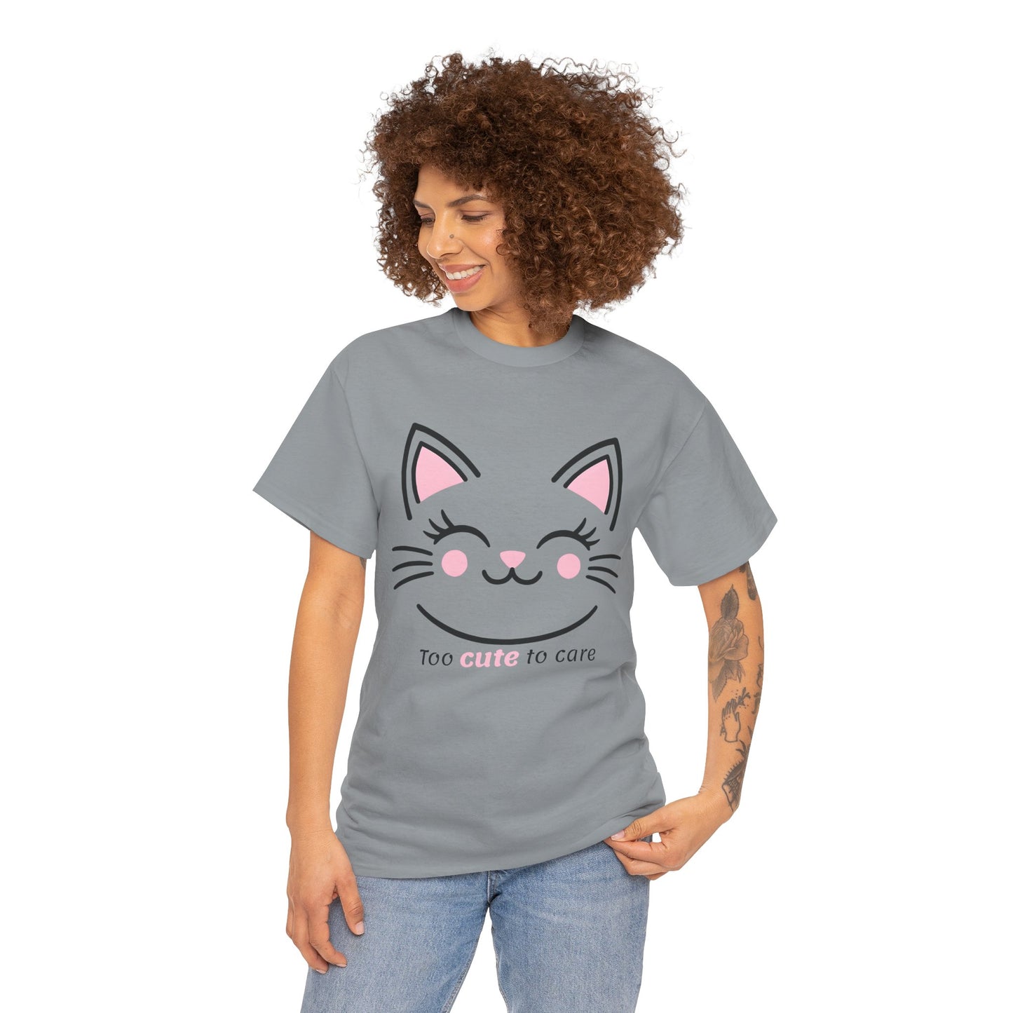 Cat Face Tee - Minimalist Kawaii Design - Too Cute to Care