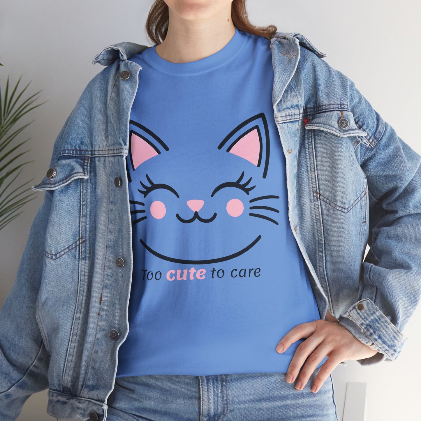 Cat Face Tee - Minimalist Kawaii Design - Too Cute to Care