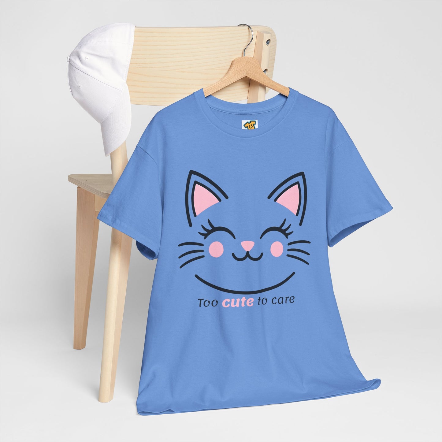 Cat Face Tee - Minimalist Kawaii Design - Too Cute to Care