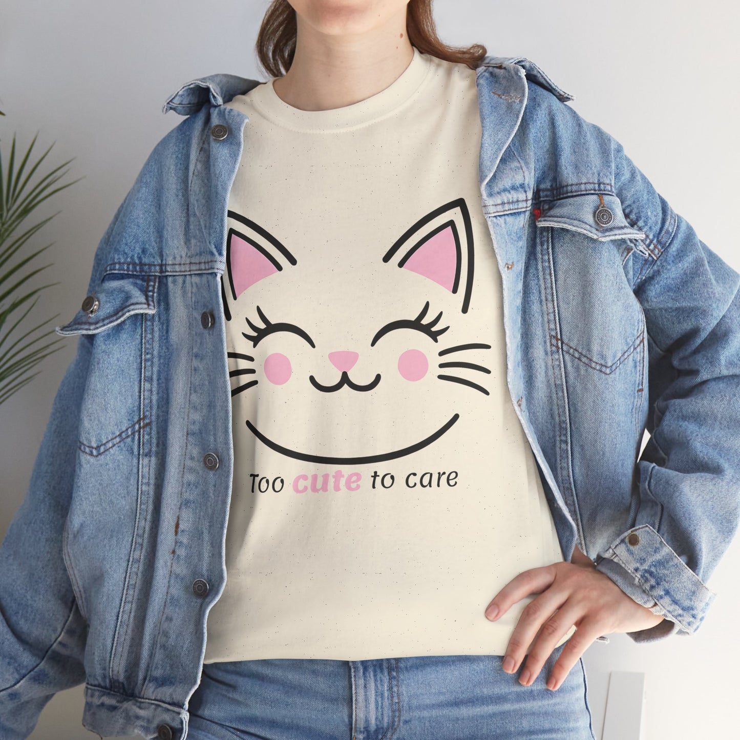 Cat Face Tee - Minimalist Kawaii Design - Too Cute to Care