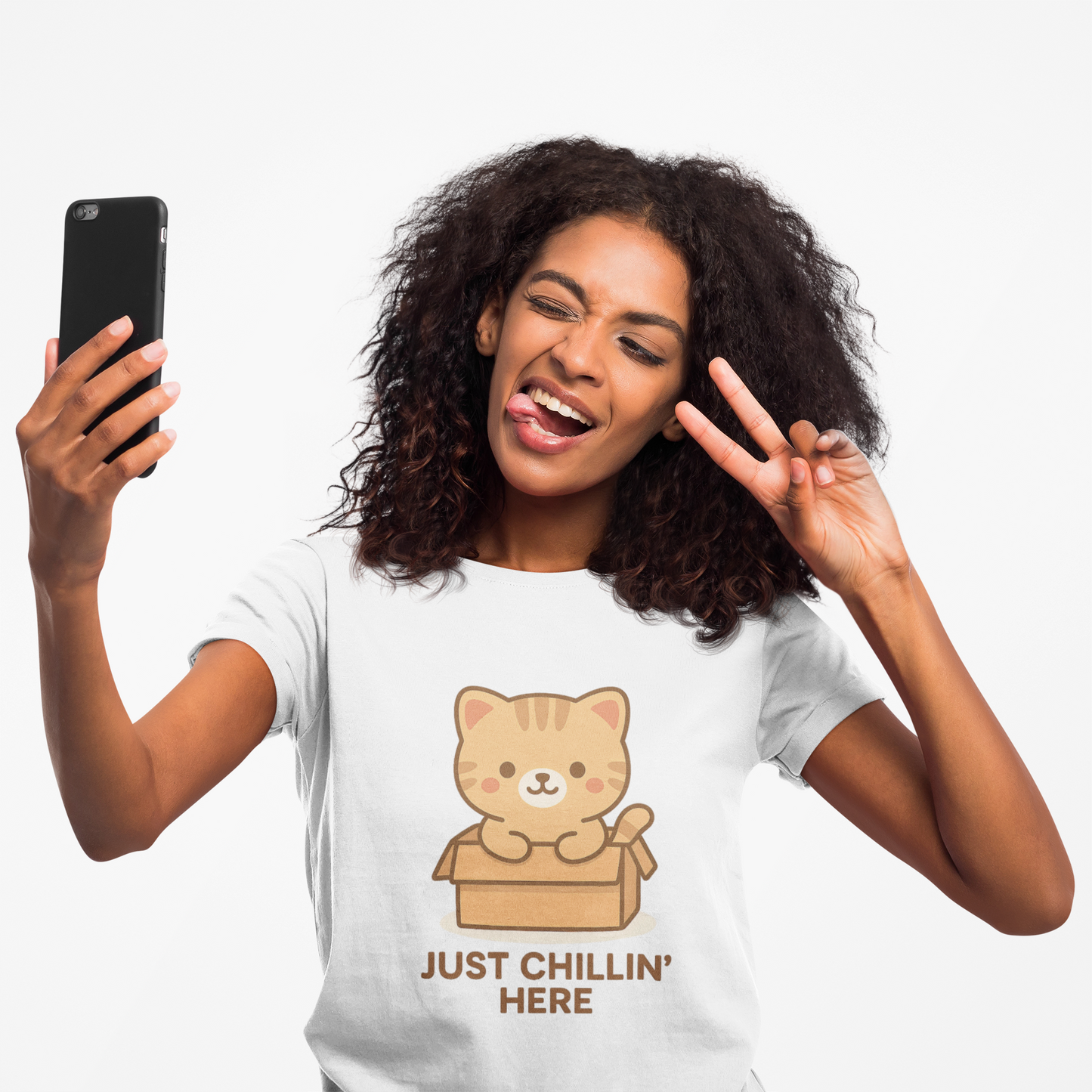 Cute Cat Just Chillin' Tee, Cat Lover Gift, Fun T-Shirt, Animal Lover Apparel, Birthday Present, Cozy Casual Wear