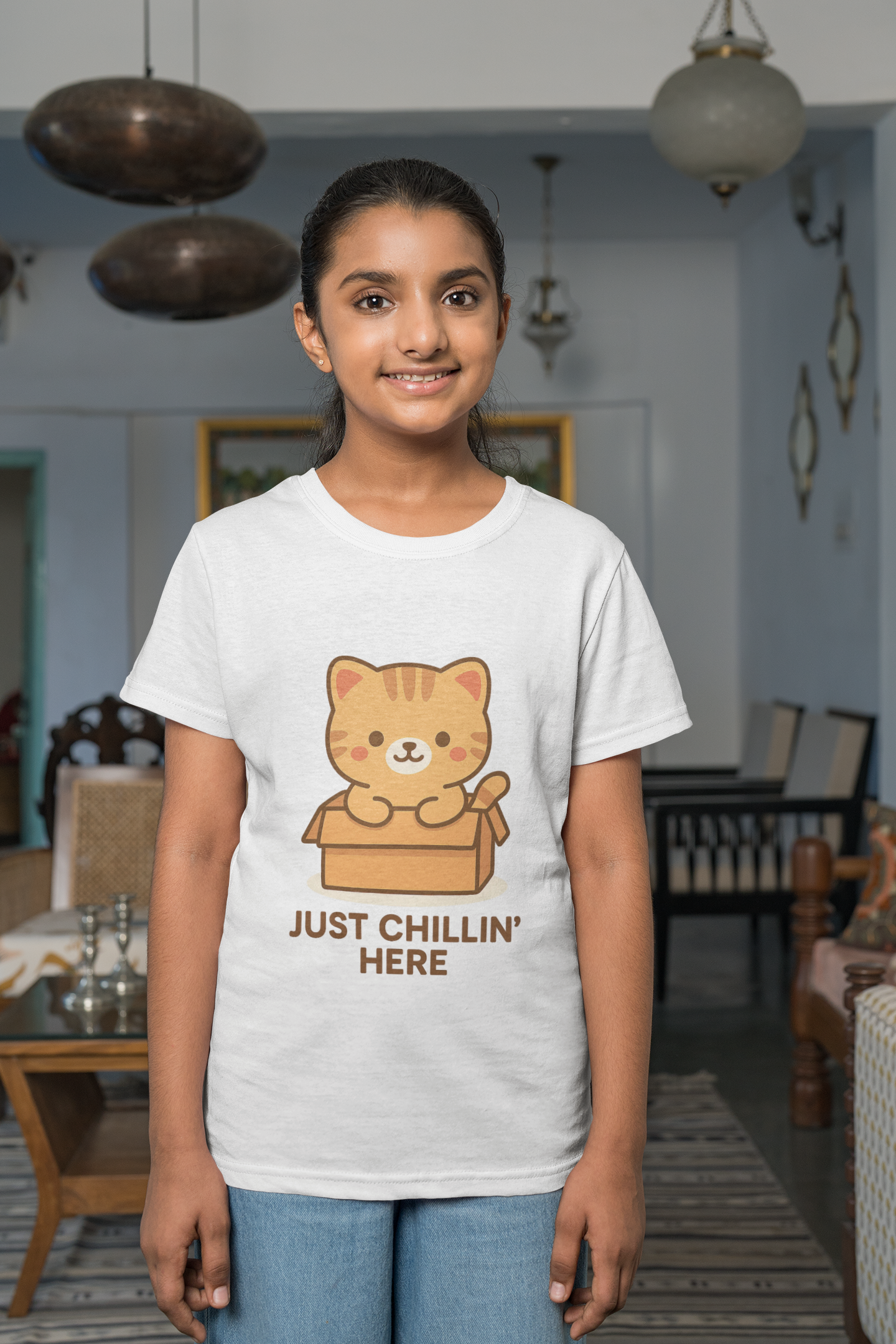 Cute Cat Just Chillin' Tee, Cat Lover Gift, Fun T-Shirt, Animal Lover Apparel, Birthday Present, Cozy Casual Wear