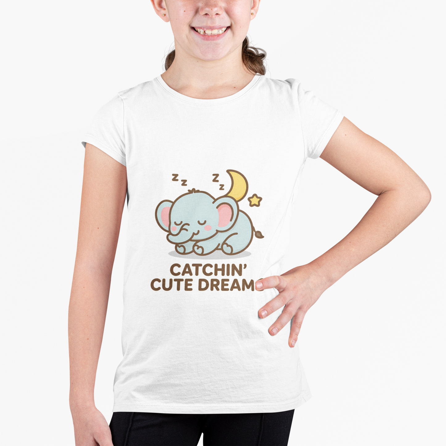 Cute Baby Elephant Catchin' Dreams Tee, Animal Lover Gift, Fun T-Shirt, Elephant Shirt, Birthday Present, Cozy Casual Wear