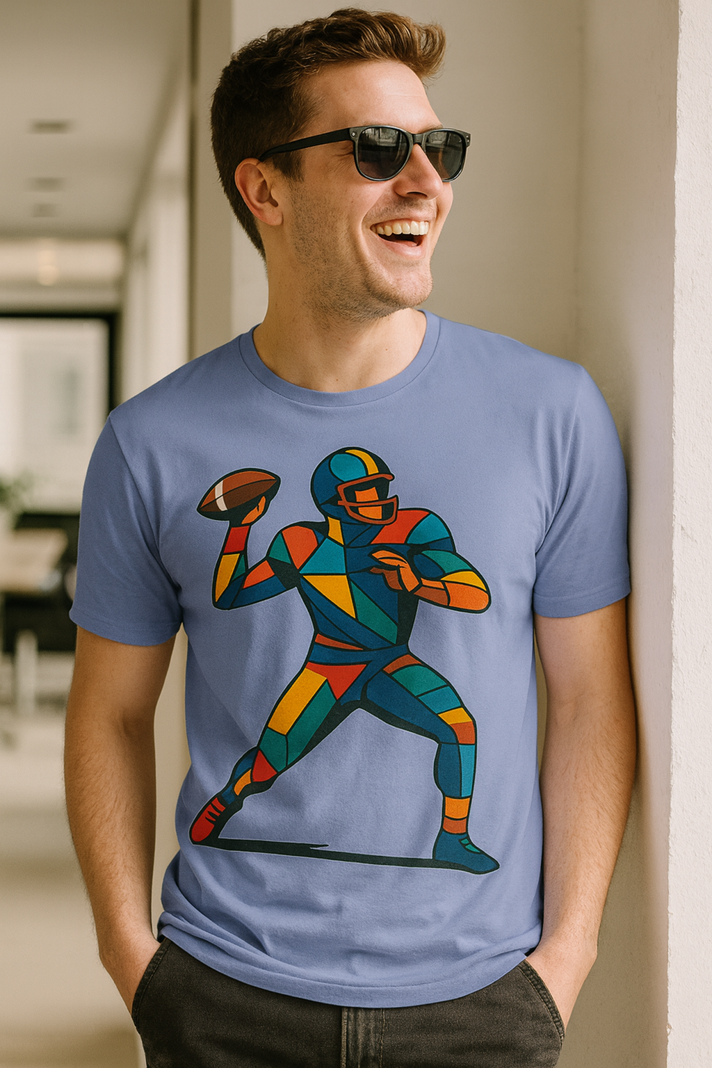 Vibrant Geometric Quarterback T-Shirt