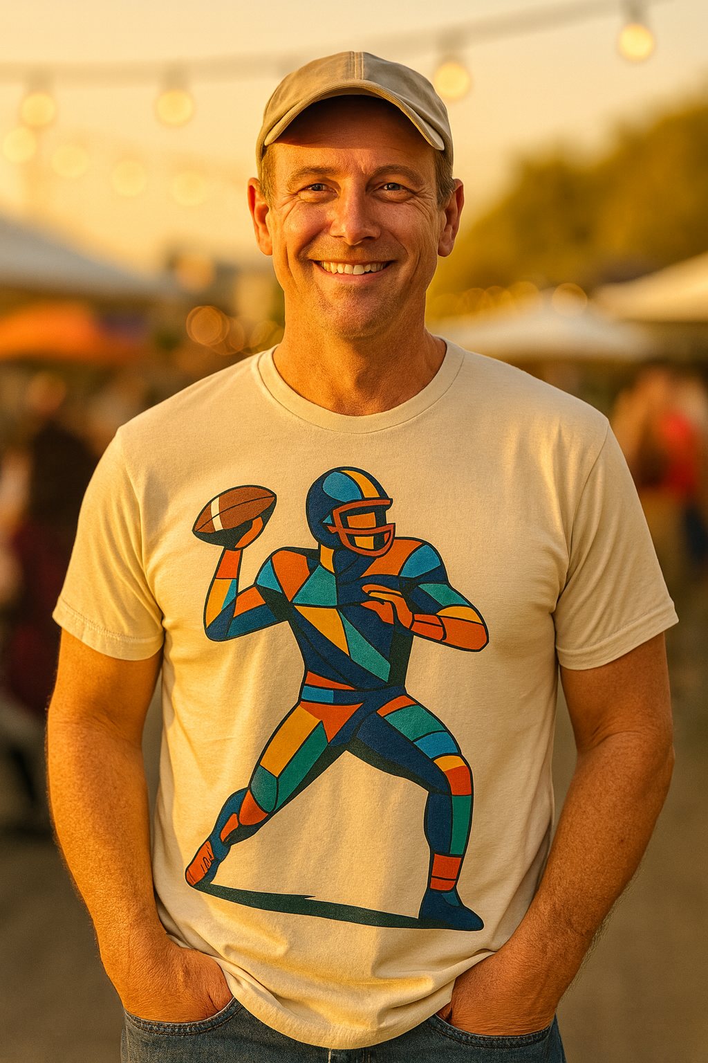 Vibrant Geometric Quarterback T-Shirt