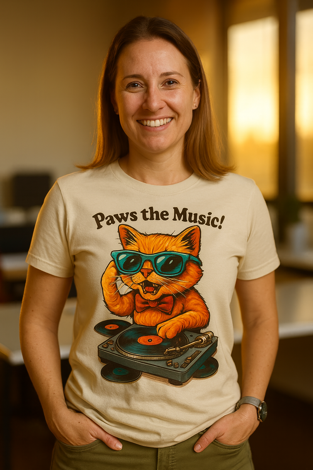 Groovy DJ Cat T-Shirt - Paws the Music