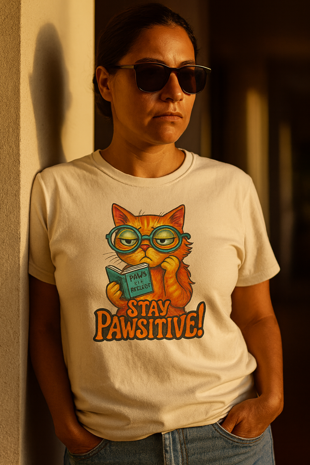 Stay Pawsitive Cat Tee