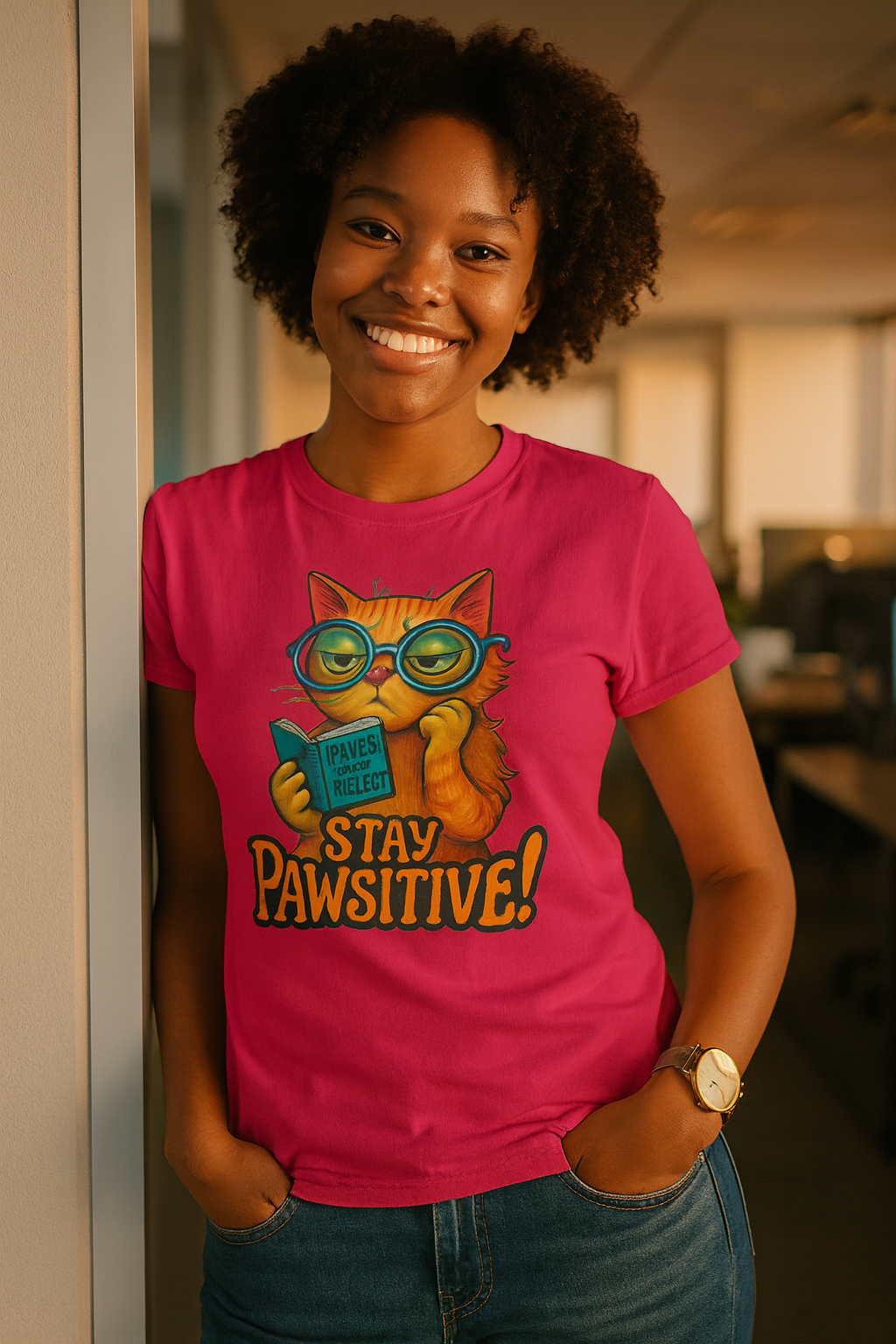 Stay Pawsitive Cat Tee