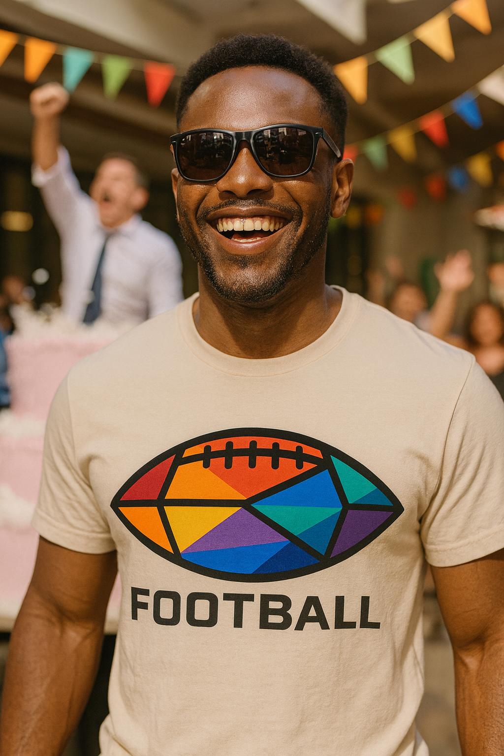 Vibrant Geometric Football T-Shirt