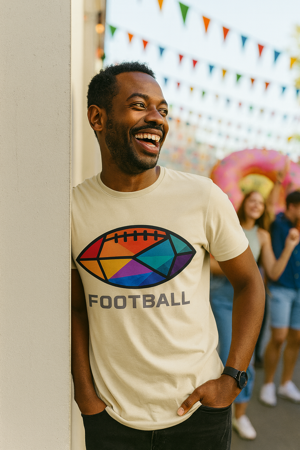 Vibrant Geometric Football T-Shirt