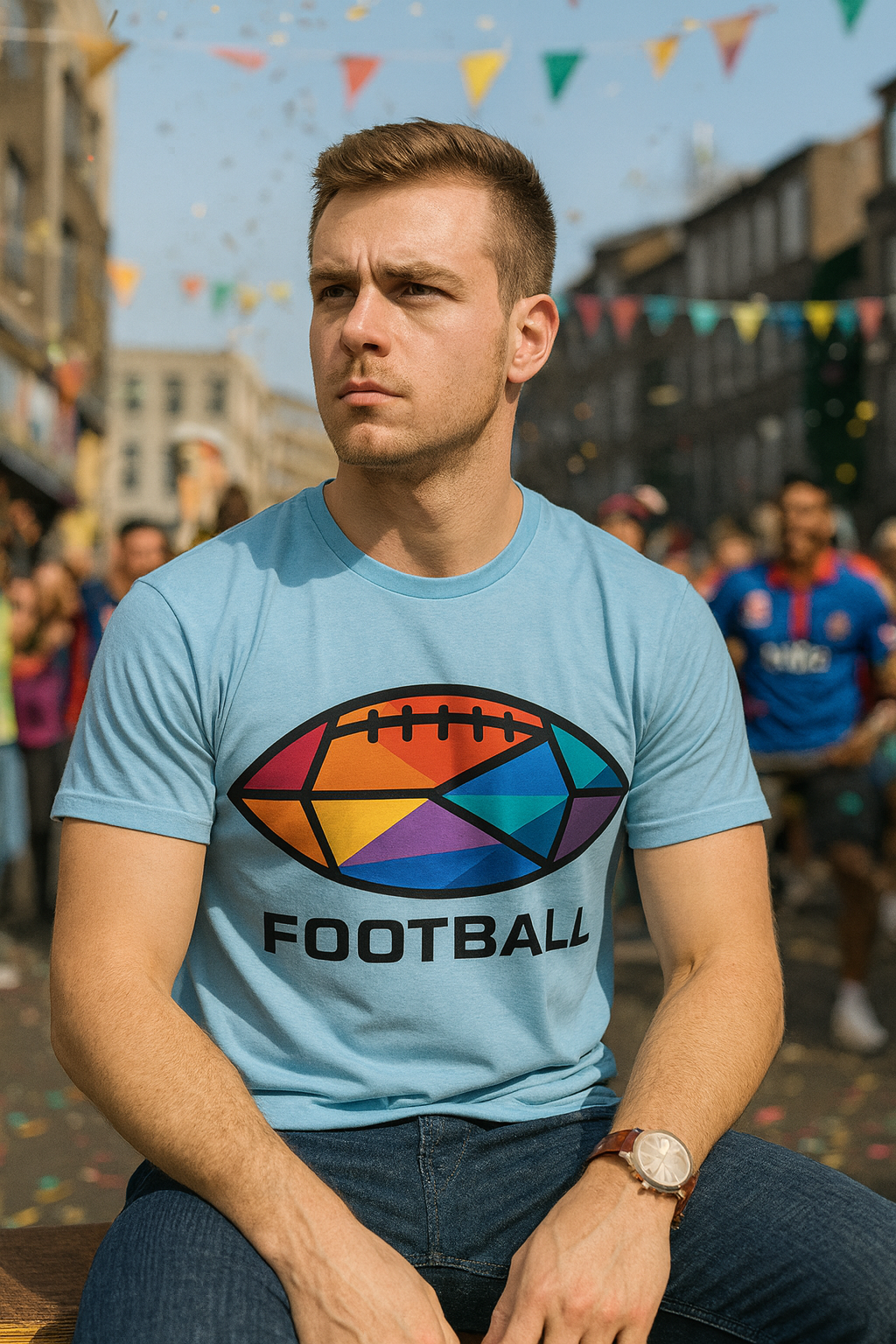 Vibrant Geometric Football T-Shirt