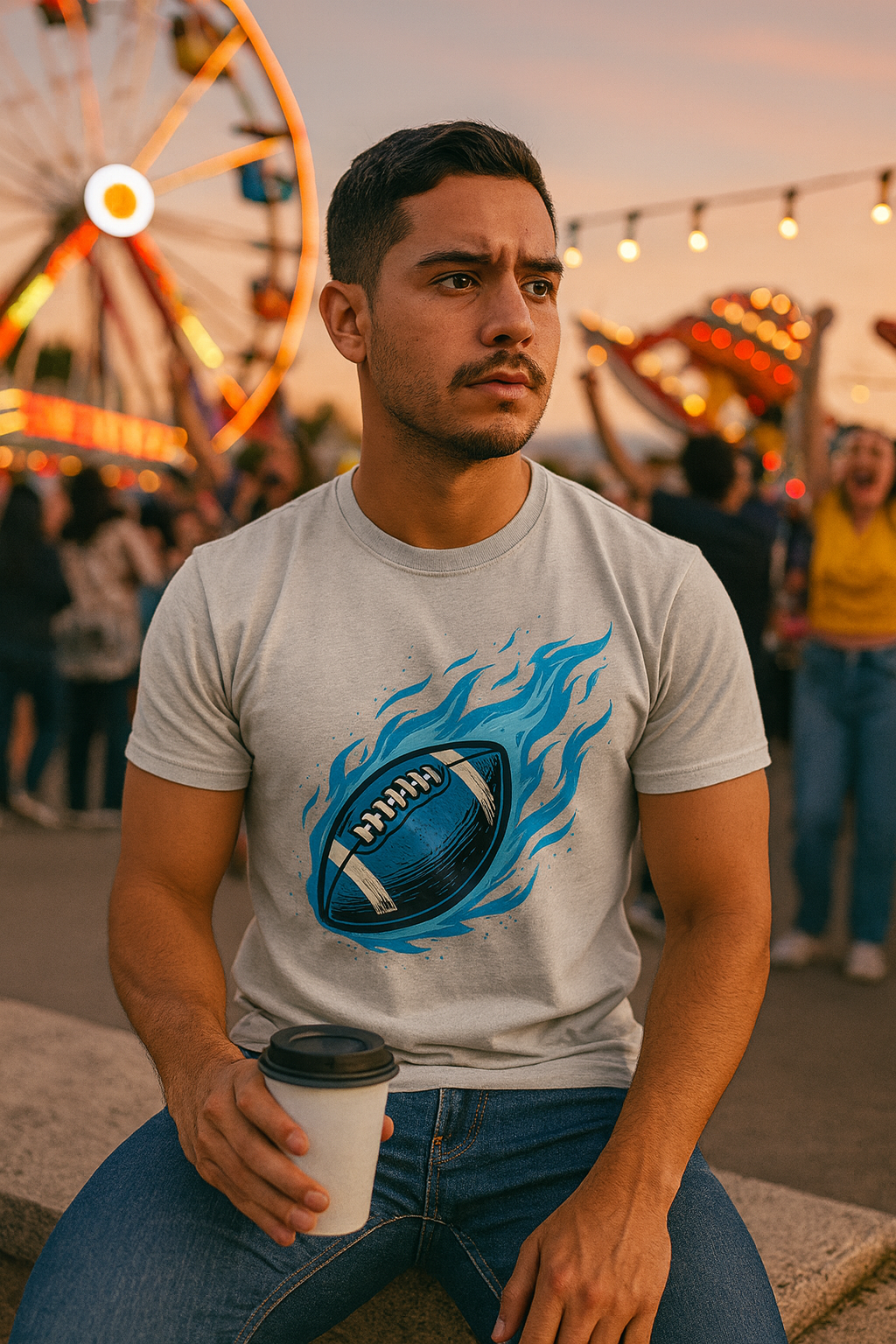Blazing Blue Football Tee