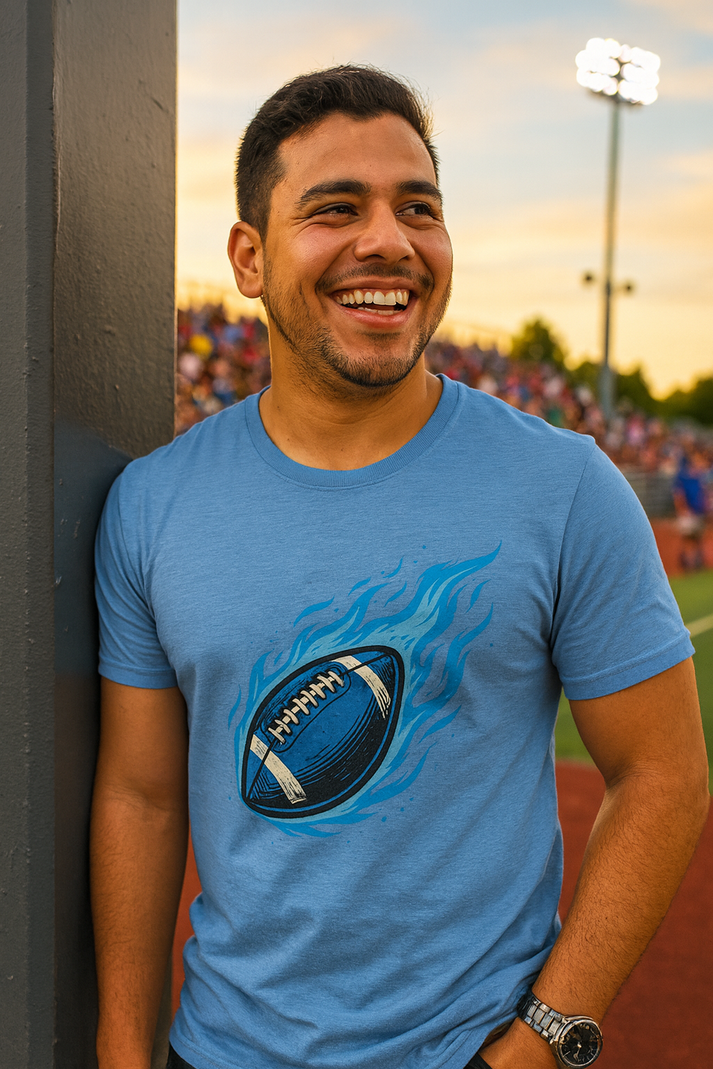 Blazing Blue Football Tee