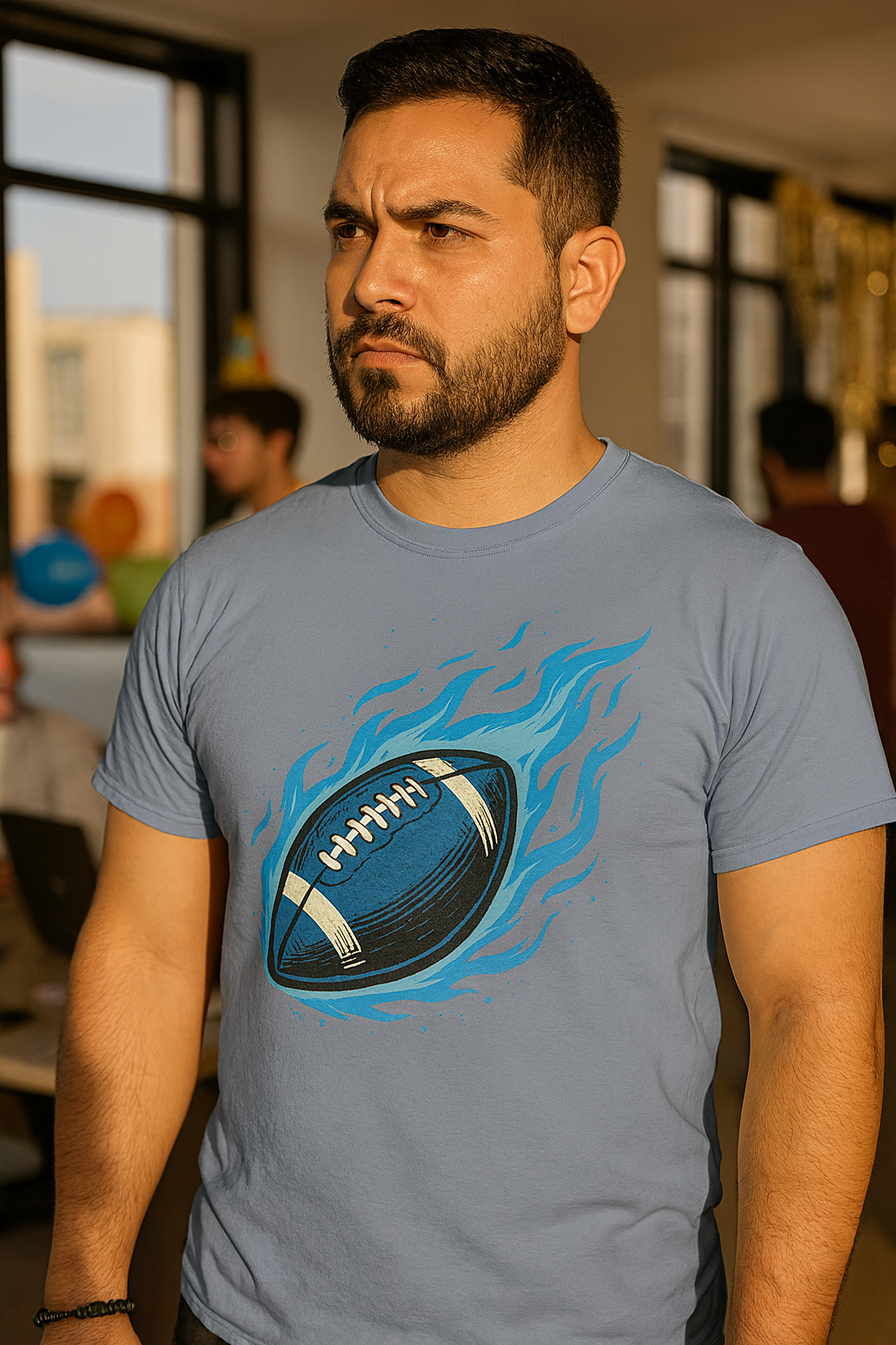 Blazing Blue Football Tee
