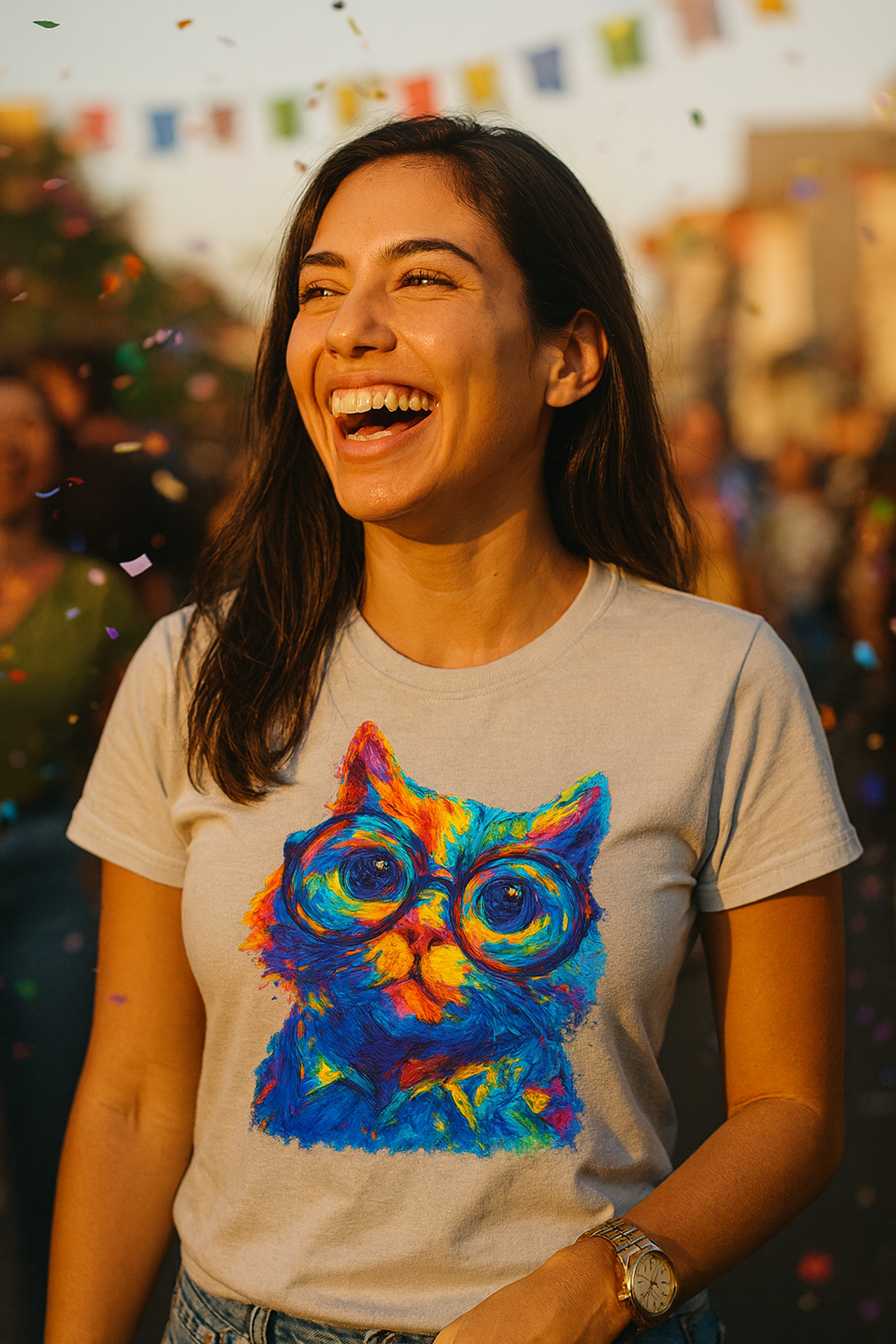 Vibrant Retro Cat T-Shirt