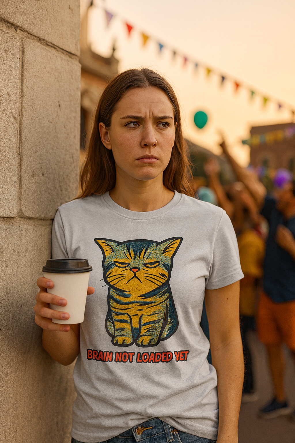 Quirky Cat 'Brain Not Loaded Yet' T-Shirt