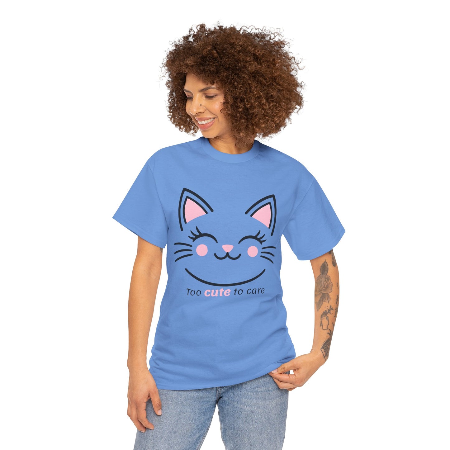 Cat Face Tee - Minimalist Kawaii Design - Too Cute to Care