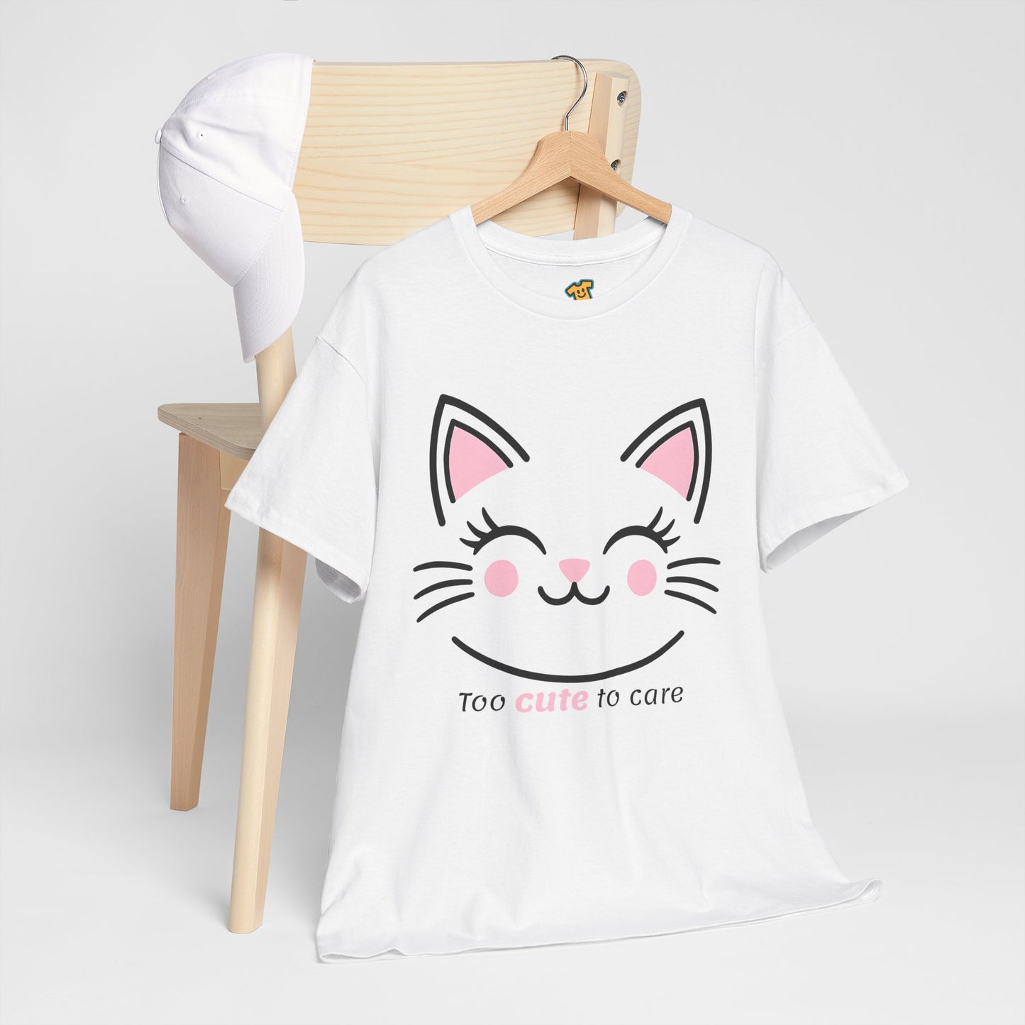 Cat Face Tee - Minimalist Kawaii Design - Too Cute to Care