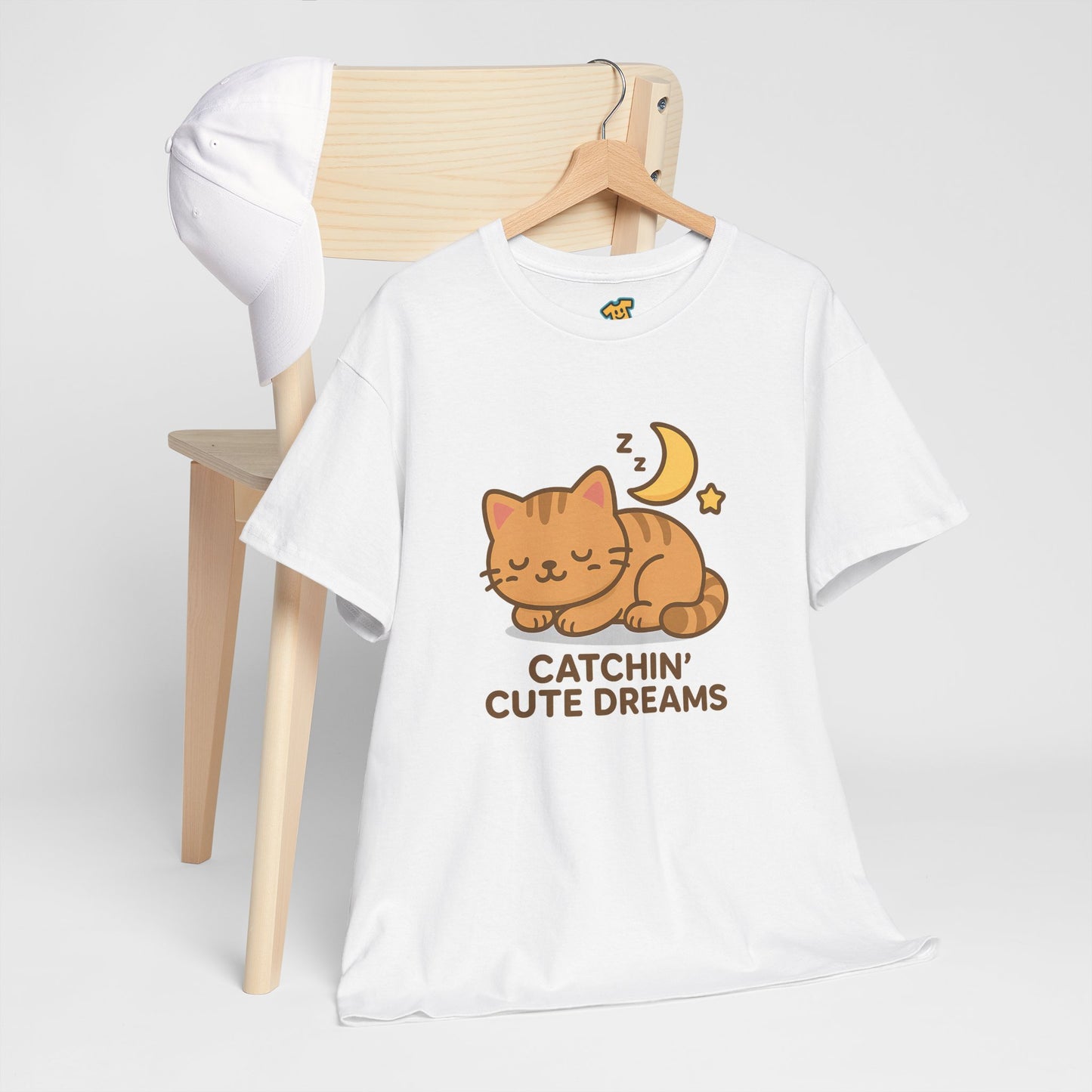 Cute Baby Cat Catchin' Dreams Tee, Cat Lover Gift, Fun T-Shirt, Animal Lover Apparel, Birthday Present, Cozy Casual Wear
