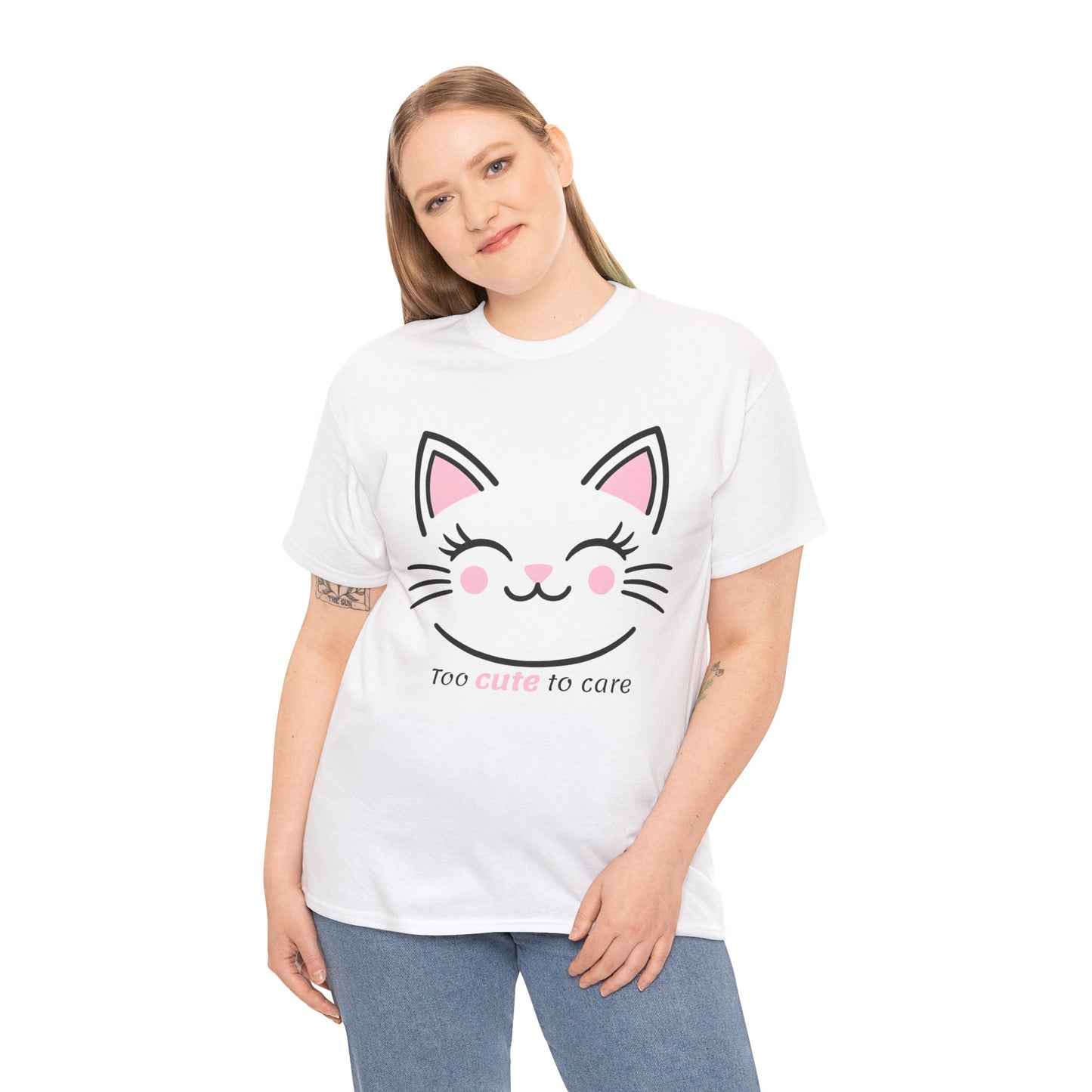 Cat Face Tee - Minimalist Kawaii Design - Too Cute to Care