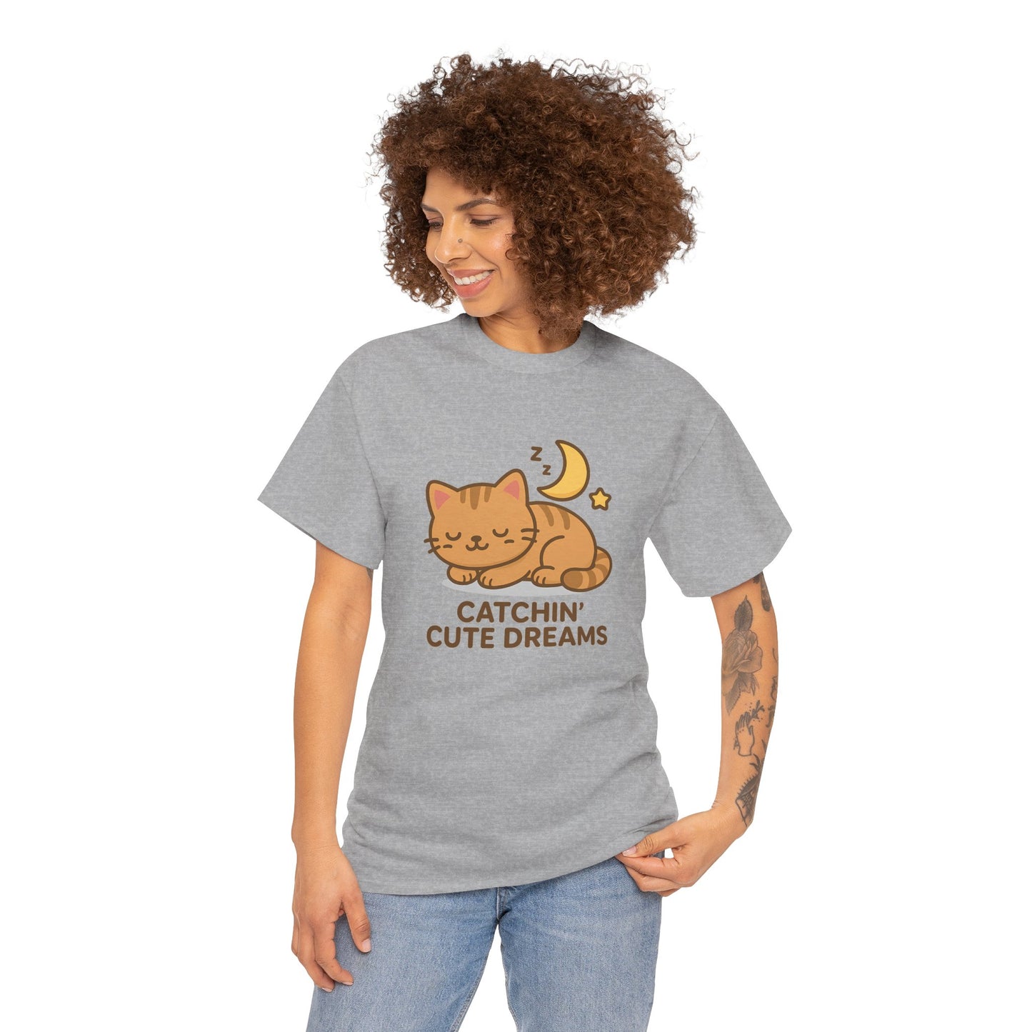 Cute Baby Cat Catchin' Dreams Tee, Cat Lover Gift, Fun T-Shirt, Animal Lover Apparel, Birthday Present, Cozy Casual Wear