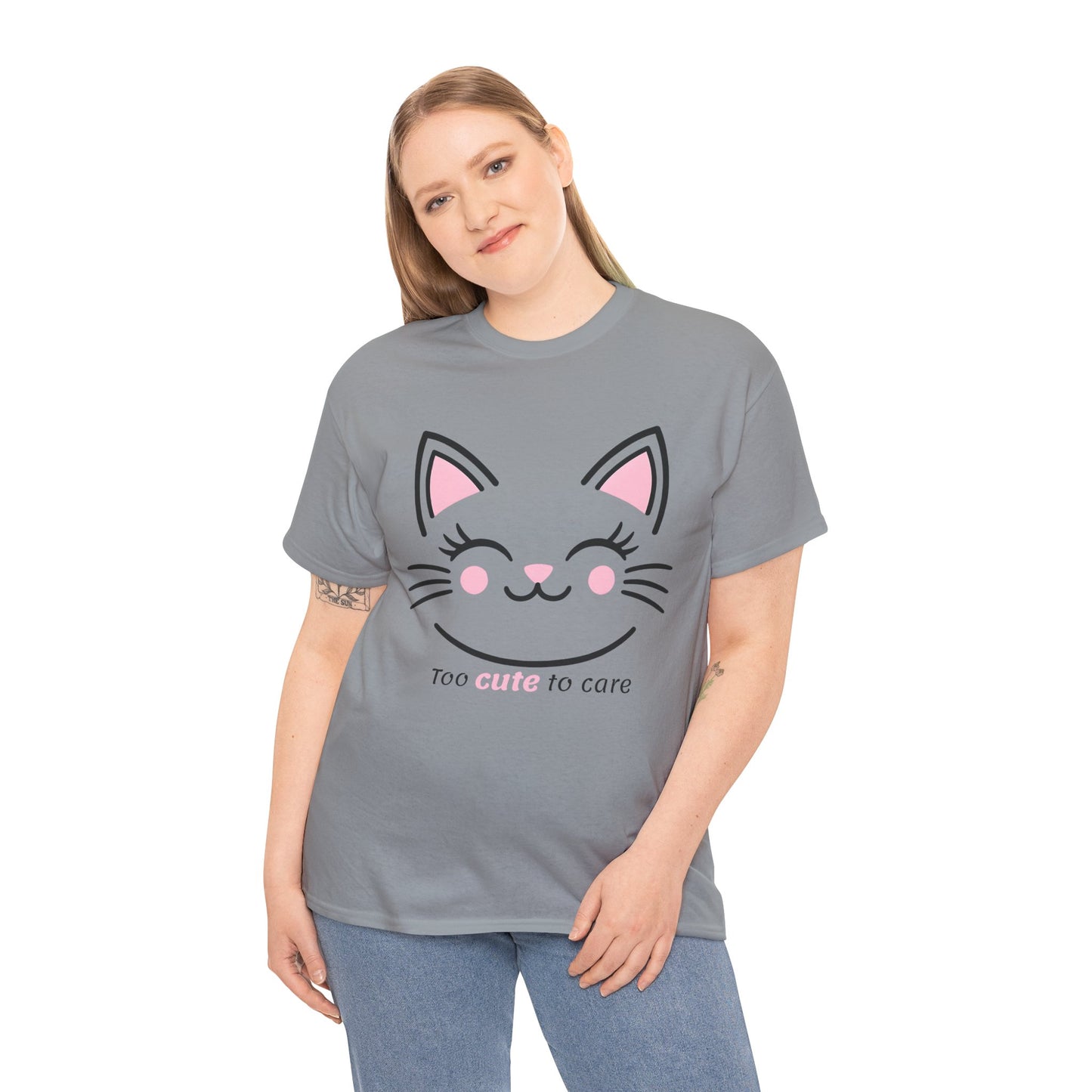 Cat Face Tee - Minimalist Kawaii Design - Too Cute to Care