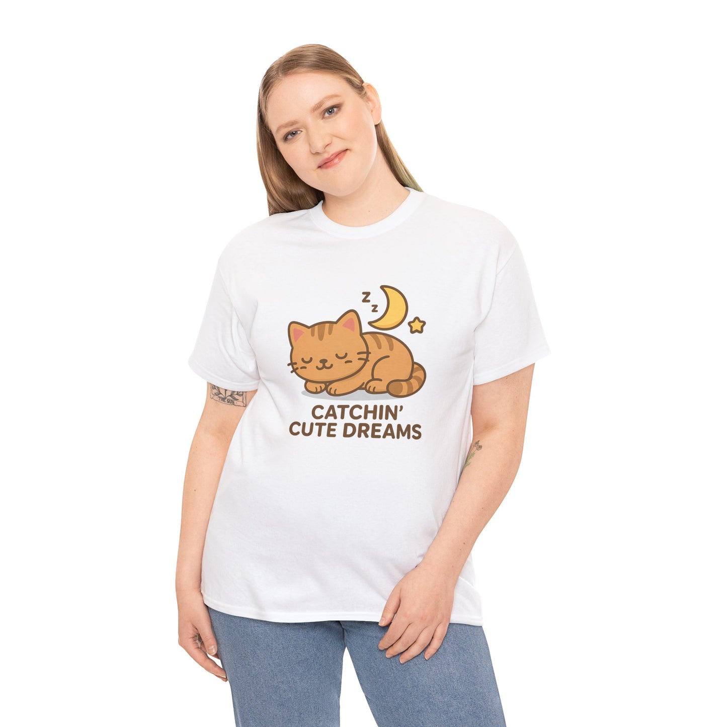 Cute Baby Cat Catchin' Dreams Tee, Cat Lover Gift, Fun T-Shirt, Animal Lover Apparel, Birthday Present, Cozy Casual Wear
