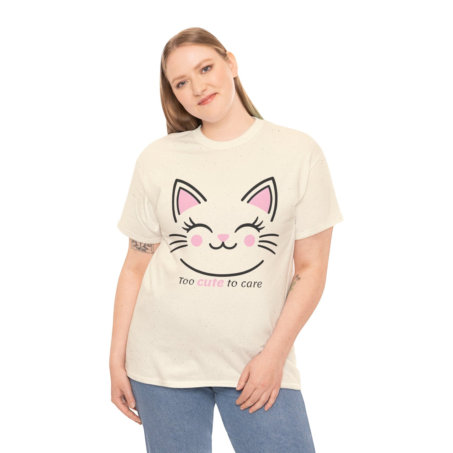 Cat Face Tee - Minimalist Kawaii Design - Too Cute to Care