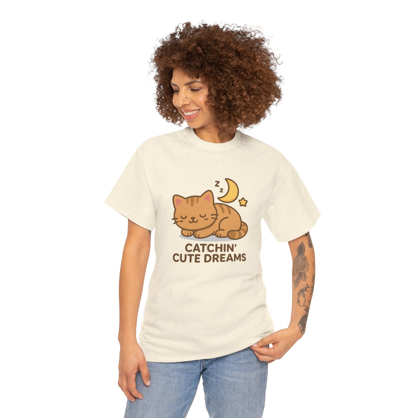 Cute Baby Cat Catchin' Dreams Tee, Cat Lover Gift, Fun T-Shirt, Animal Lover Apparel, Birthday Present, Cozy Casual Wear