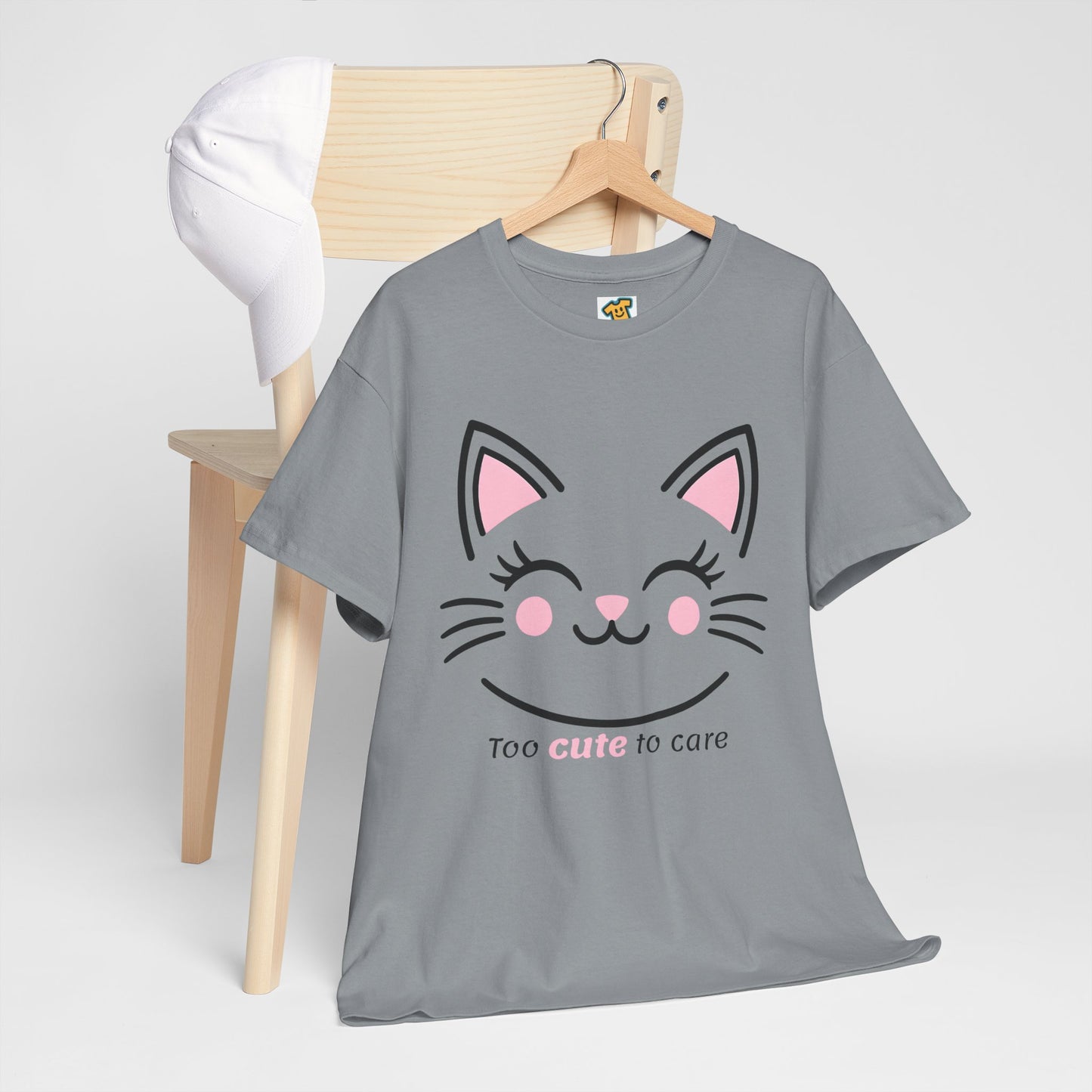 Cat Face Tee - Minimalist Kawaii Design - Too Cute to Care