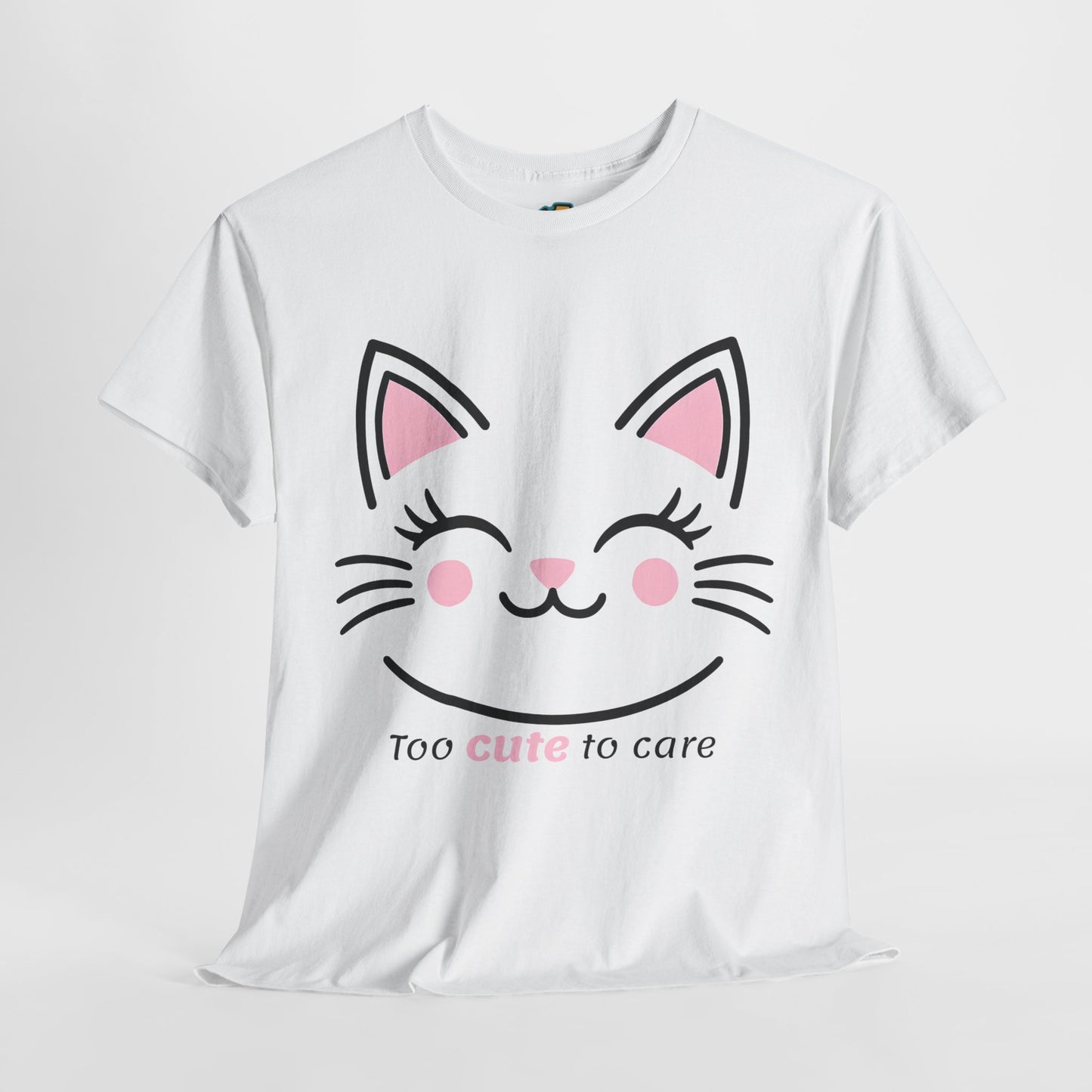 Cat Face Tee - Minimalist Kawaii Design - Too Cute to Care