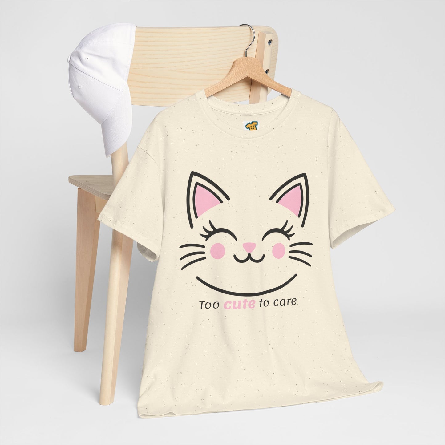 Cat Face Tee - Minimalist Kawaii Design - Too Cute to Care