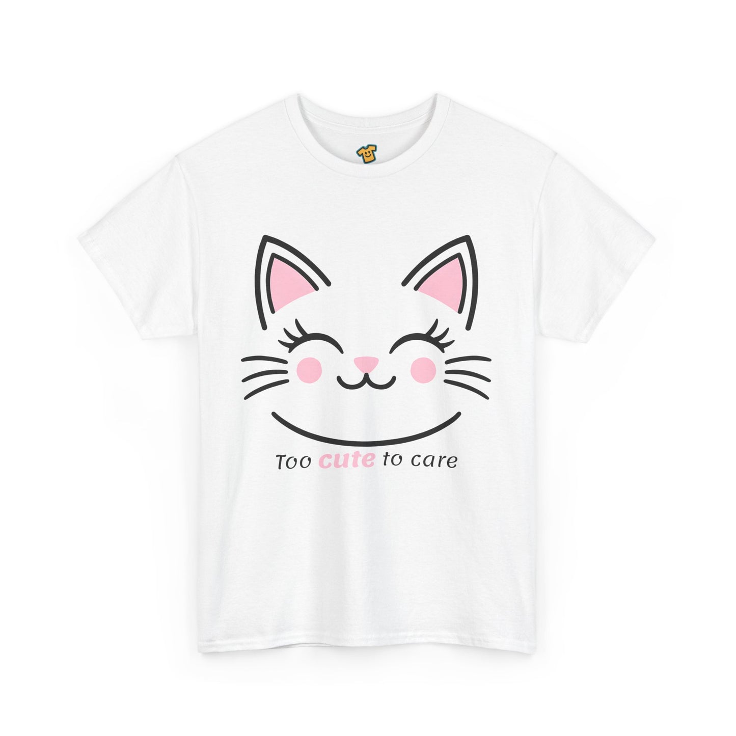 Cat Face Tee - Minimalist Kawaii Design - Too Cute to Care