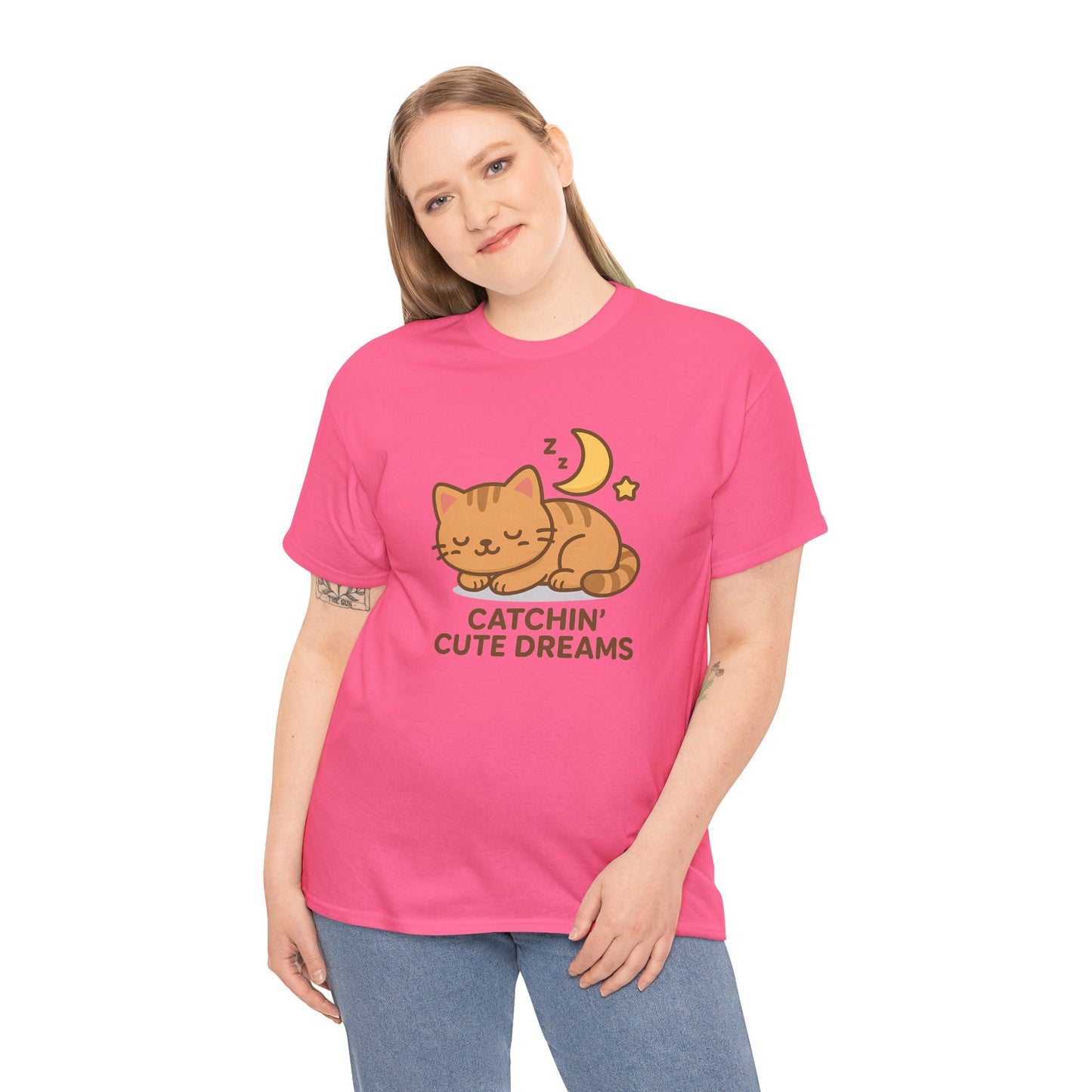 Cute Baby Cat Catchin' Dreams Tee, Cat Lover Gift, Fun T-Shirt, Animal Lover Apparel, Birthday Present, Cozy Casual Wear