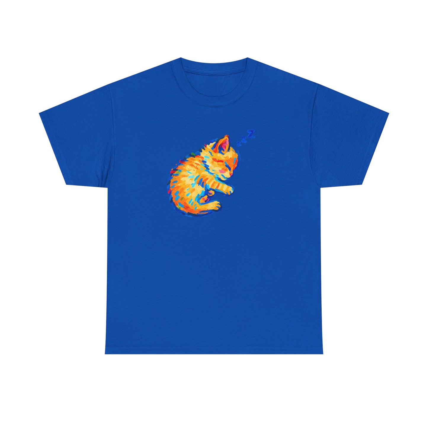Colorful Dreams: Sleepy Cat Art T-Shirt