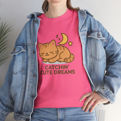 Cute Baby Cat Catchin' Dreams Tee, Cat Lover Gift, Fun T-Shirt, Animal Lover Apparel, Birthday Present, Cozy Casual Wear