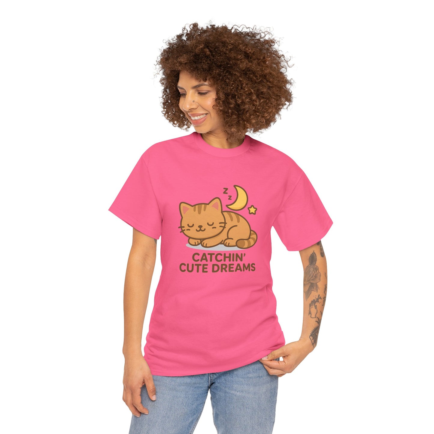 Cute Baby Cat Catchin' Dreams Tee, Cat Lover Gift, Fun T-Shirt, Animal Lover Apparel, Birthday Present, Cozy Casual Wear
