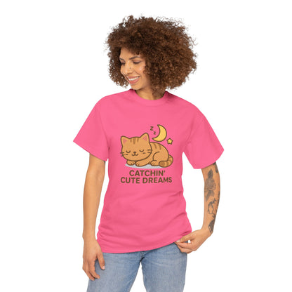 Cute Baby Cat Catchin' Dreams Tee, Cat Lover Gift, Fun T-Shirt, Animal Lover Apparel, Birthday Present, Cozy Casual Wear