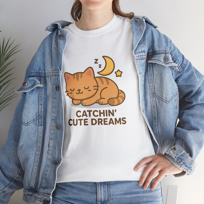 Cute Baby Cat Catchin' Dreams Tee, Cat Lover Gift, Fun T-Shirt, Animal Lover Apparel, Birthday Present, Cozy Casual Wear