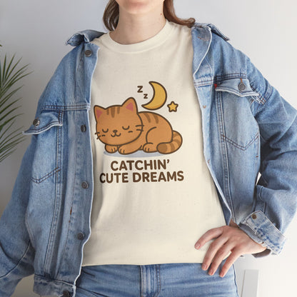 Cute Baby Cat Catchin' Dreams Tee, Cat Lover Gift, Fun T-Shirt, Animal Lover Apparel, Birthday Present, Cozy Casual Wear