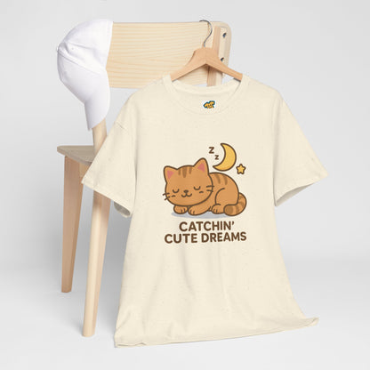 Cute Baby Cat Catchin' Dreams Tee, Cat Lover Gift, Fun T-Shirt, Animal Lover Apparel, Birthday Present, Cozy Casual Wear