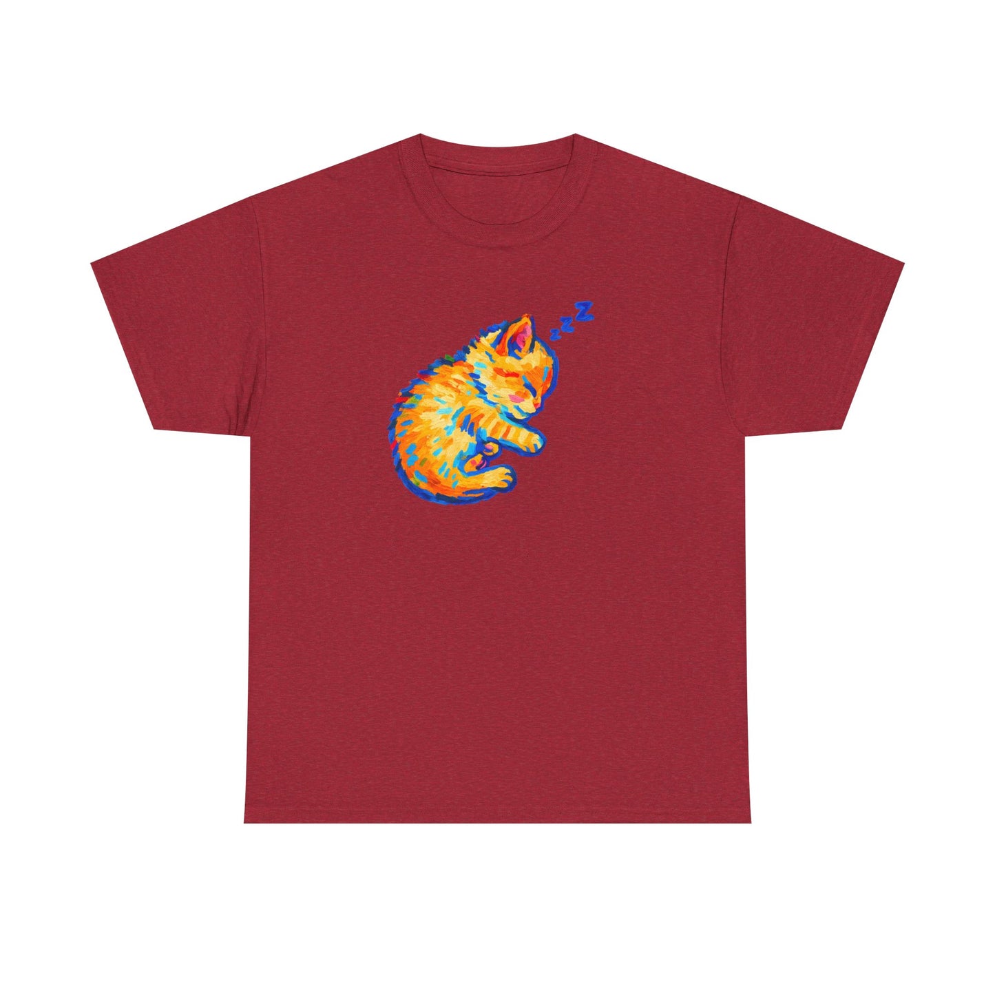 Colorful Dreams: Sleepy Cat Art T-Shirt