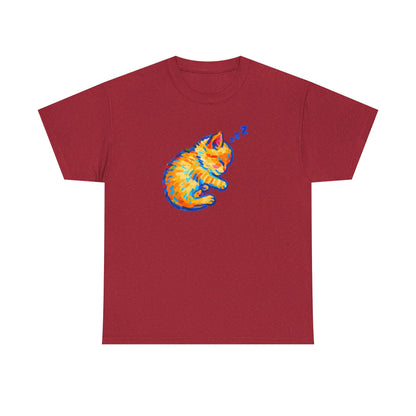 Colorful Dreams: Sleepy Cat Art T-Shirt
