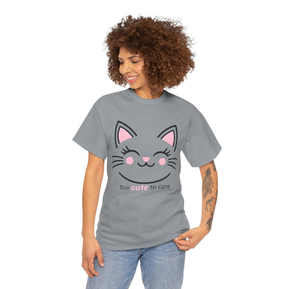 Cat Face Tee - Minimalist Kawaii Design - Too Cute to Care