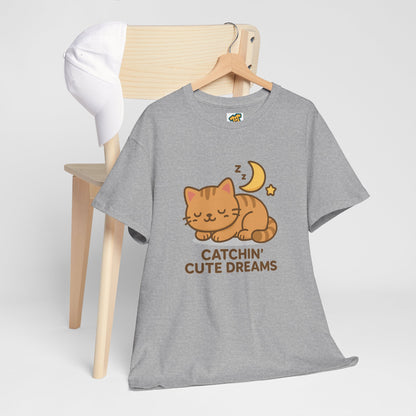 Cute Baby Cat Catchin' Dreams Tee, Cat Lover Gift, Fun T-Shirt, Animal Lover Apparel, Birthday Present, Cozy Casual Wear