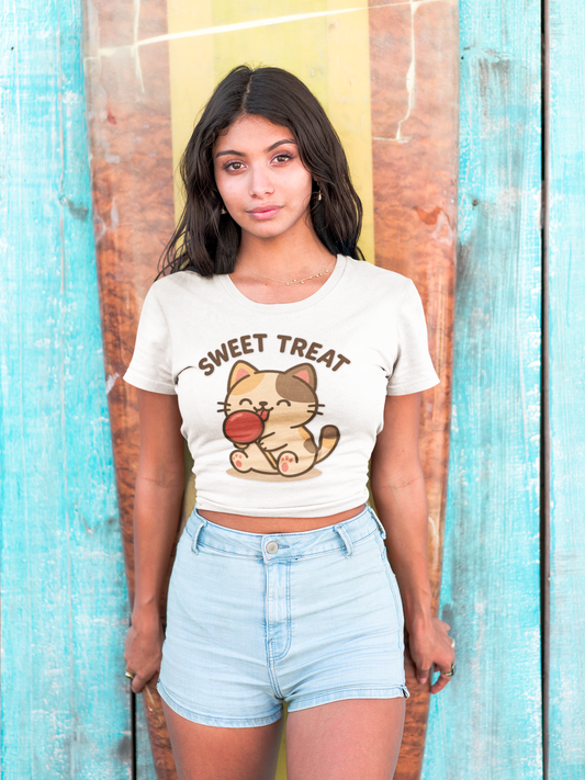 Cute Cat Sweet Treat Tee, Cat Lover Gift, Fun T-Shirt, Animal Lover Apparel, Birthday Present, Cozy Casual Wear
